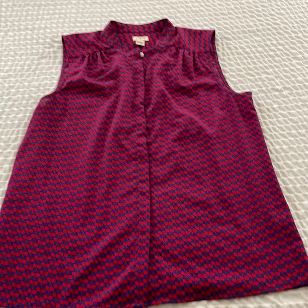 J. Crew Sleeveless Shell in Red and Blue Geometric Print